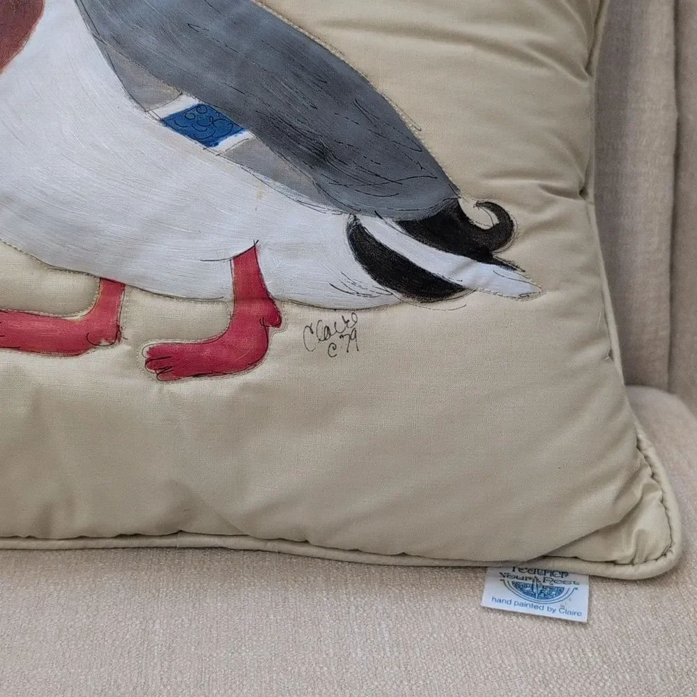 Vintage Hand Painted Mallard Duck Throw Pillow by Feather Your Nest